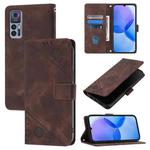 For TCL 30+ Skin Feel Embossed Leather Phone Case(Brown)