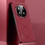 For Honor X60 Pro Plain Leather PC Phone Case(Wine Red)