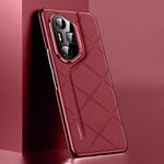For Honor 300 Pro Plain Leather PC Phone Case(Wine Red)
