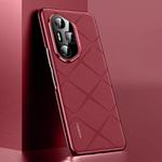For Honor 300 Ultra Plain Leather PC Phone Case(Wine Red)