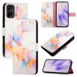 For Tecno Pop 6C / Itel A18 PT003 Marble Pattern Flip Leather Phone Case(Galaxy Marble White)