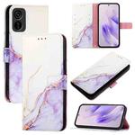 For Tecno Pop 6C / Itel A18 PT003 Marble Pattern Flip Leather Phone Case(White Purple)