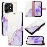 For Tecno Spark 20 PT003 Marble Pattern Flip Leather Phone Case(White Purple)