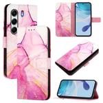 For Tecno Camon 40 4G PT003 Marble Pattern Flip Leather Phone Case(Pink Purple Gold)