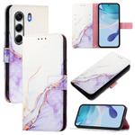 For Tecno Camon 40 4G PT003 Marble Pattern Flip Leather Phone Case(White Purple)