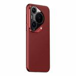 For Huawei Pura 70 Pro Plain Leather PC Phone Case(Red)