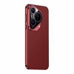 For Huawei Pura 70 Plain Leather PC Phone Case(Red)