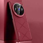 For vivo X100 Plain Leather PC Phone Case(Wine Red)