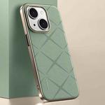 For iPhone 13 Plain Leather PC Phone Case(Green)