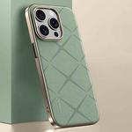 For iPhone 13 Pro Plain Leather PC Phone Case(Green)