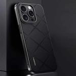 For iPhone 14 Pro Plain Leather PC Phone Case(Black)