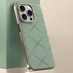 For iPhone 14 Pro Plain Leather PC Phone Case(Green)