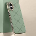 For iPhone 16 Plain Leather PC Phone Case(Green)