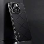 For iPhone 16 Pro Plain Leather PC Phone Case(Black)