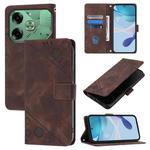 For Tecno Pova 6 Skin Feel Embossed Leather Phone Case(Brown)