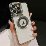 For iPhone 14 Pro Starry Glitter MagSafe Lens Holder Phone Case(Silver)