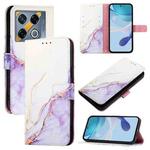 For Infinix GT 20 Pro X6871 PT003 Marble Pattern Flip Leather Phone Case(White Purple)