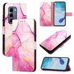 For Infinix Hot 50 Pro+ 4G PT003 Marble Pattern Flip Leather Phone Case(Pink Purple Gold)