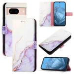 For Google Pixel 8a PT003 Marble Pattern Flip Leather Phone Case(White Purple)