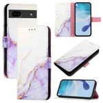 For Google Pixel 6a PT003 Marble Pattern Flip Leather Phone Case(White Purple)