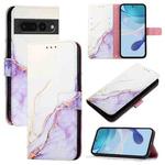 For Google Pixel 7 Pro PT003 Marble Pattern Flip Leather Phone Case(White Purple)