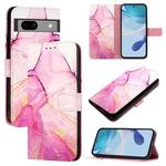 For Google Pixel 7a PT003 Marble Pattern Flip Leather Phone Case(Pink Purple Gold)
