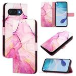For Google Pixel 9a PT003 Marble Pattern Flip Leather Phone Case(Pink Purple Gold)