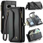 For Google Pixel 7a CaseMe C36 Card Slots Zipper Wallet RFID Anti-theft Leather Phone Case(Black)