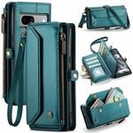 For Google Pixel 7a CaseMe C36 Card Slots Zipper Wallet RFID Anti-theft Leather Phone Case(Blue-green)