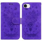 For iPhone SE 2024 Butterfly Rose Embossed Leather Phone Case(Purple)