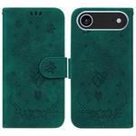 For iPhone 17 Air Butterfly Rose Embossed Leather Phone Case(Green)