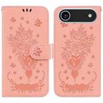 For iPhone 17 Air Butterfly Rose Embossed Leather Phone Case(Pink)