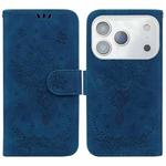 For iPhone 17 Pro Max Butterfly Rose Embossed Leather Phone Case(Blue)
