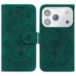 For iPhone 17 Pro Max Butterfly Rose Embossed Leather Phone Case(Green)