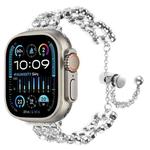 For Apple Watch Ultra 49mm Rhinestone Metal Bracelet Watch Band(Silver)