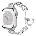 For Apple Watch Series 8 45mm Rhinestone Metal Bracelet Watch Band(Silver)