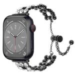 For Apple Watch Series 6 44mm Rhinestone Metal Bracelet Watch Band(Black)