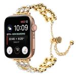 For Apple Watch Series 3 38mm Rhinestone Metal Bracelet Watch Band(Gold)