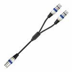 2055YMFF-05 XLR 3pin Male to Dual Female Audio Cable, Length: 50cm(Black+Blue)