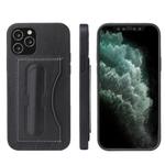 For iPhone 12 Pro Max Fierre Shann Full Coverage Protective Leather Case with Holder & Card Slot(Black)