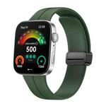 For Huawei Watch Fit3 Magnetic Folding Black Buckle Silicone Watch Band(Dark Green)