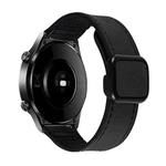 20mm Crazy Horse Texture Fold Magnetic Buckle Leather Silicone Watch Band(Black)