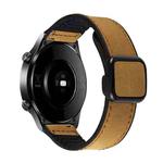 22mm Crazy Horse Texture Fold Magnetic Buckle Leather Silicone Watch Band(Light Brown)