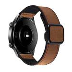 22mm Crazy Horse Texture Fold Magnetic Buckle Leather Silicone Watch Band(Dark Brown)