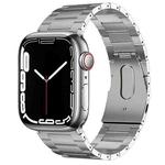 For Apple Watch Series 4 44mm PG63 Three-Bead Protrusion Titanium Metal Watch Band(Silver)