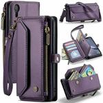 For iPhone XR CaseMe C36 Card Slots Zipper Wallet RFID Anti-theft Leather Phone Case(Purple)