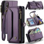 For iPhone XS Max CaseMe C36 Card Slots Zipper Wallet RFID Anti-theft Leather Phone Case(Purple)