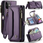 For iPhone 11 CaseMe C36 Card Slots Zipper Wallet RFID Anti-theft Leather Phone Case(Purple)