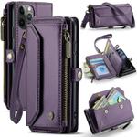 For iPhone 11 Pro CaseMe C36 Card Slots Zipper Wallet RFID Anti-theft Leather Phone Case(Purple)