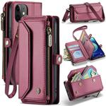 For iPhone 12 mini CaseMe C36 Card Slots Zipper Wallet RFID Anti-theft Leather Phone Case(Wine Red)